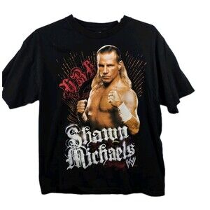 Vintage WWE Wrestling XL Shawn Michael's Black Wrestlemania Short Sleeve Shirt